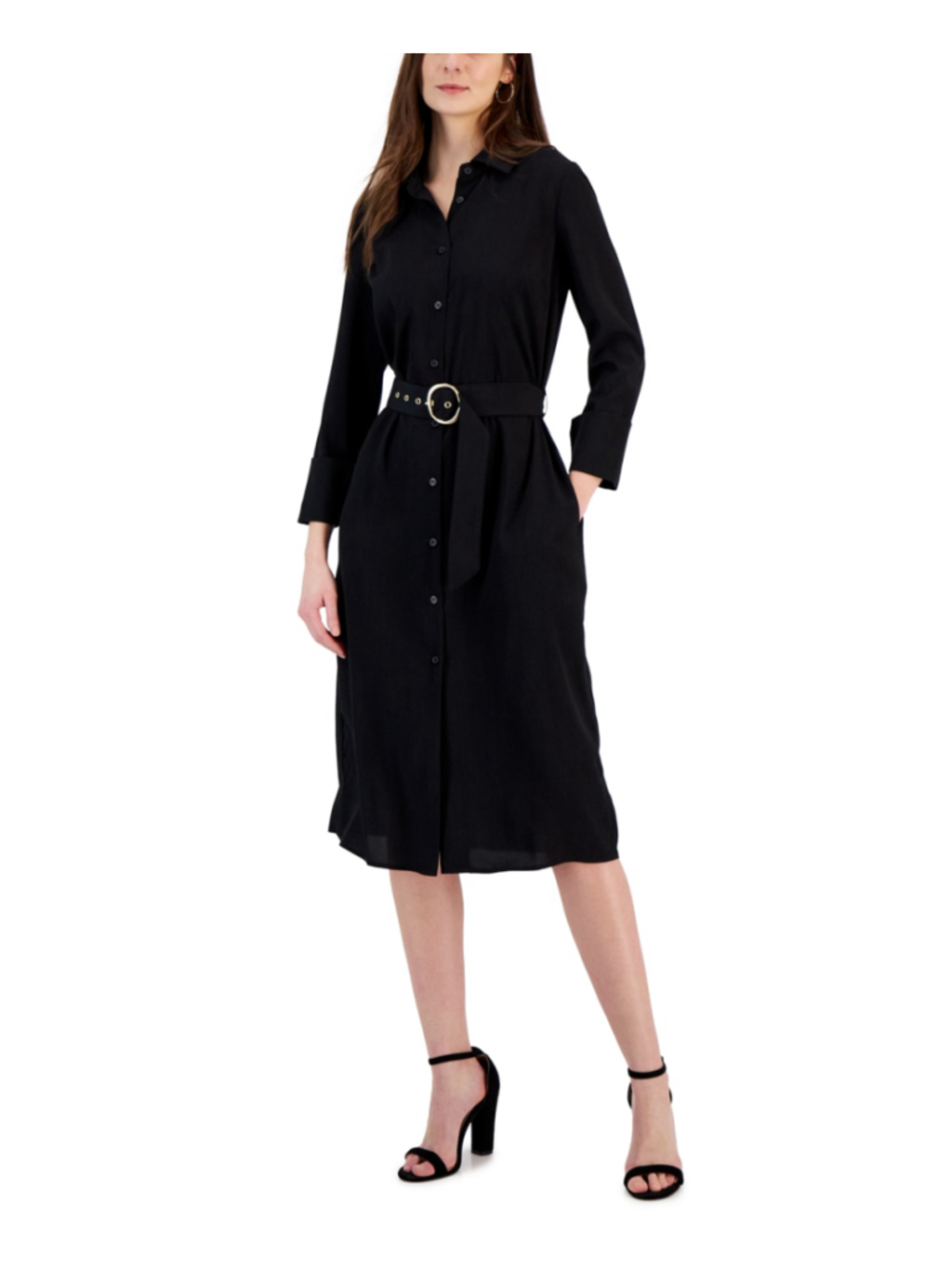 INC International Concepts Size Small Black Shirt Dress w/ Belt NWT